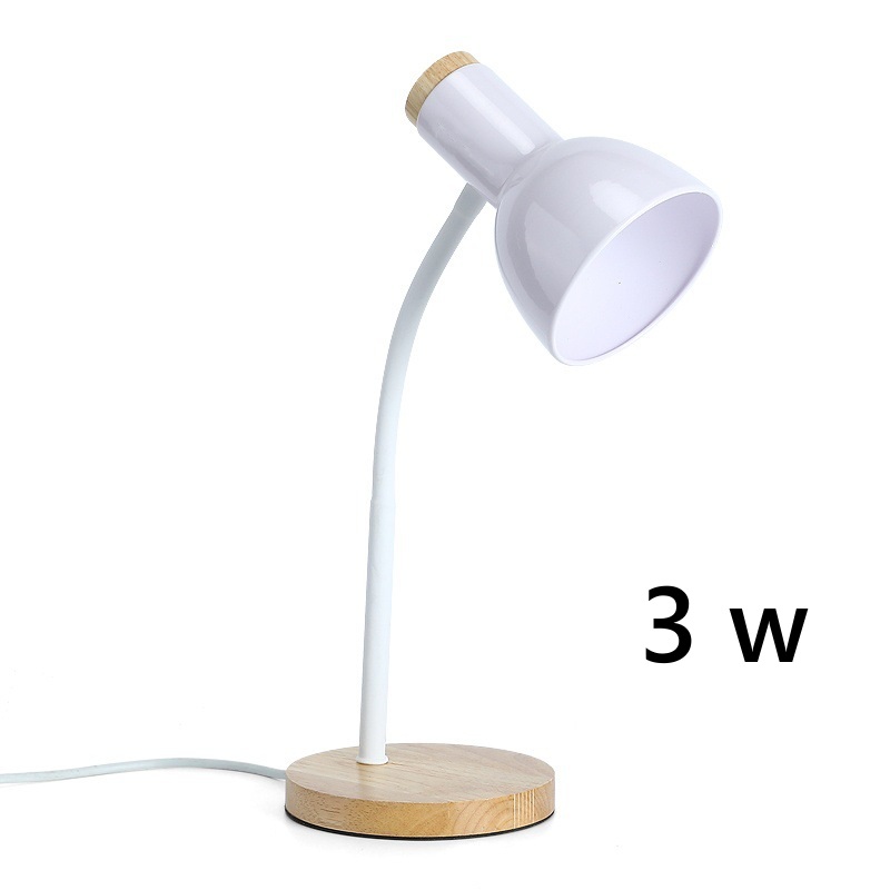 [522] Lampara De Escritorio Nordica Madera Y Metal ( 3w ) (Blanco)
